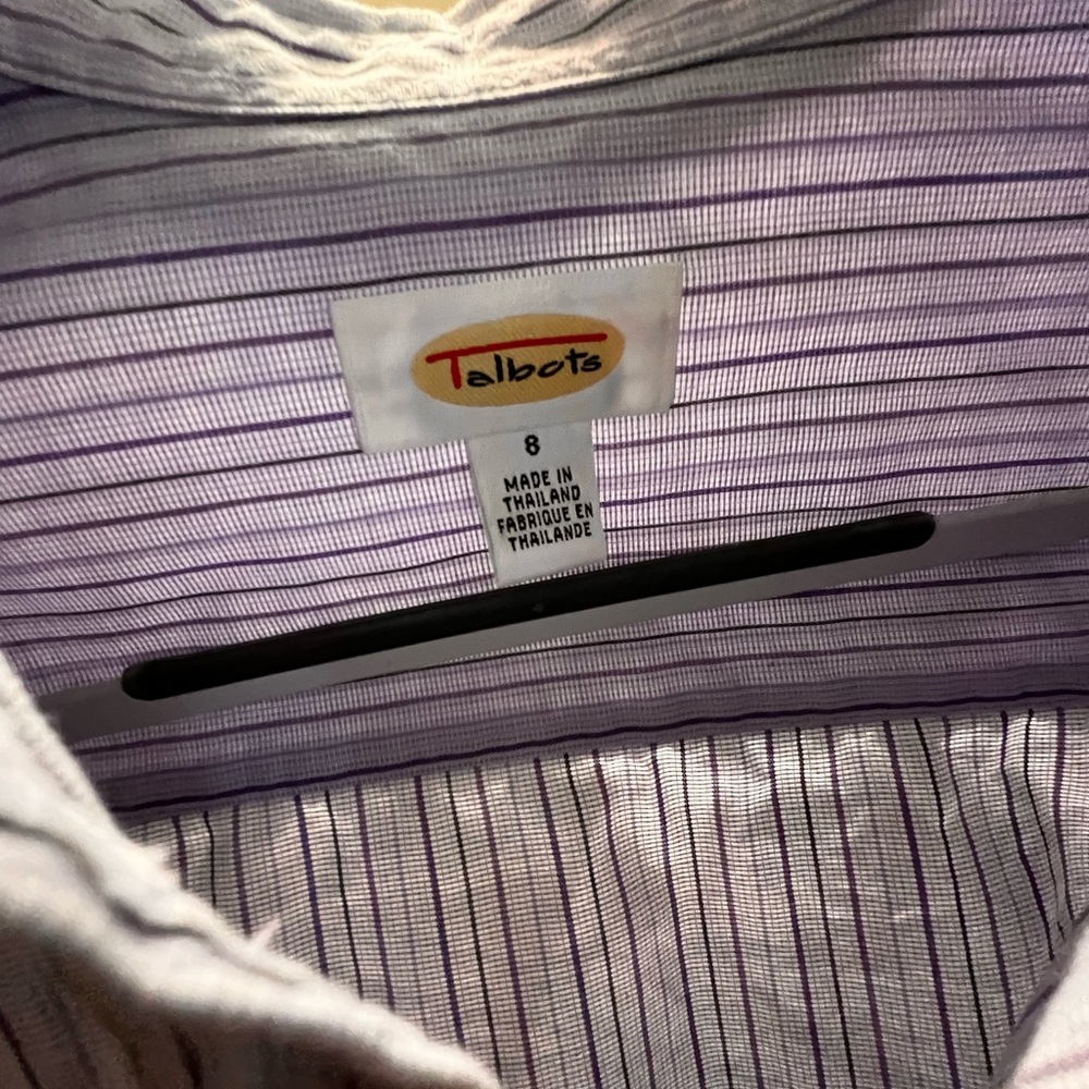 Talbots lavender purple stripe button down shirt Size 8